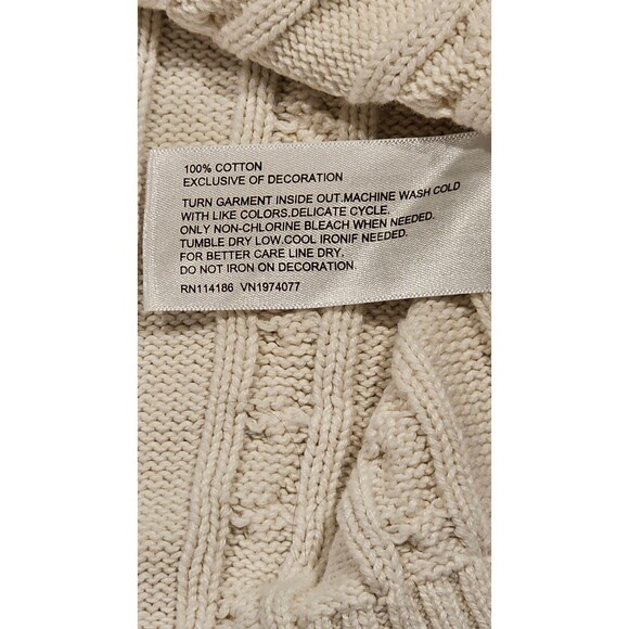 Prince Pickleball Cable Knit Cropped Cardigan in Ivory with stripes size XL - Picture 7 of 11